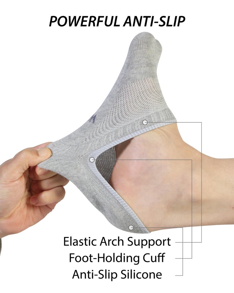 Pro Mountain Thin No Show Socks Men Seamless Wide Toe Box For Health Size L Grey 6 Pack Liner Thin Footies Casual Sneakers Loafer Flats US Shoe 9-11 - Image 2